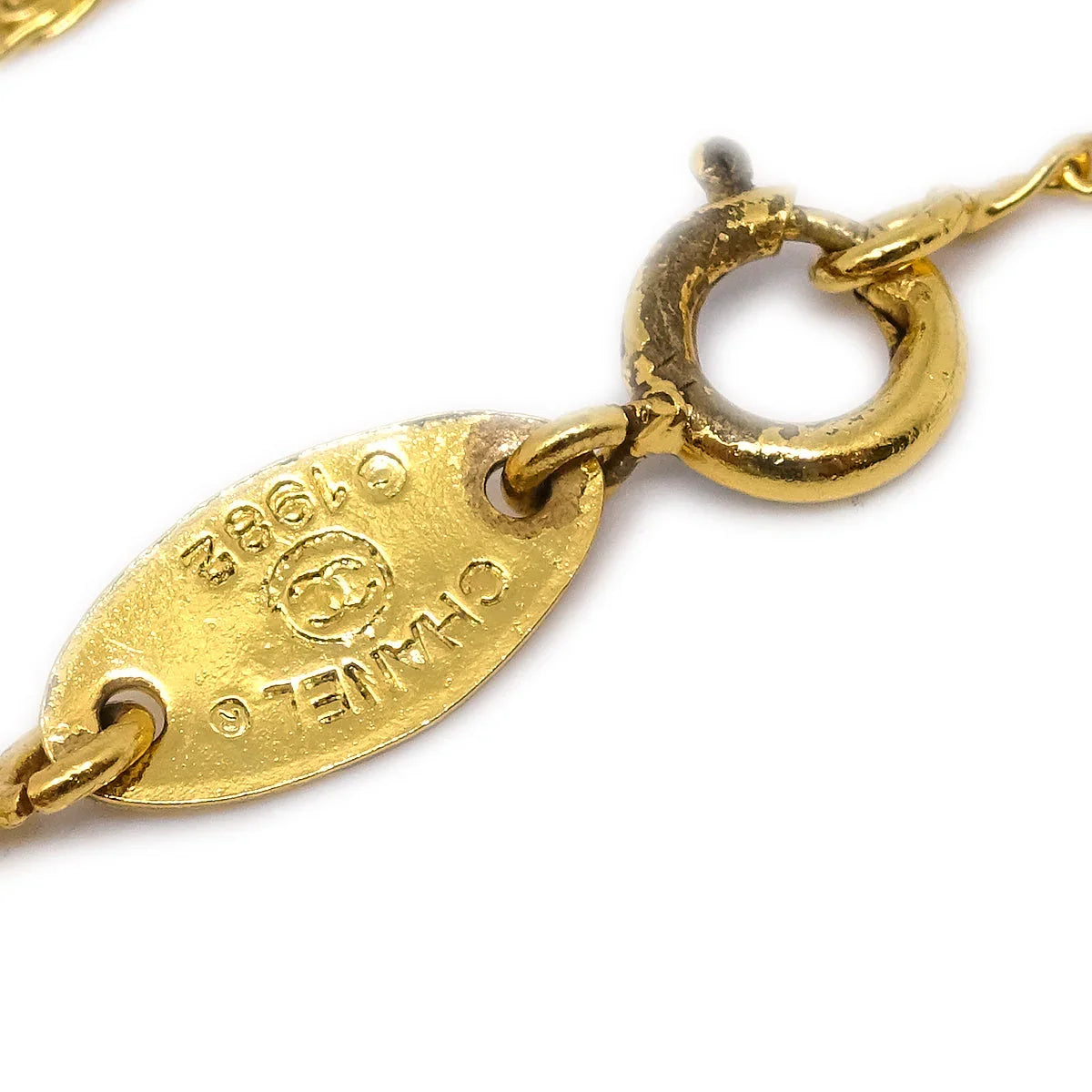 Chanel Mini CC Chain Pendant Necklace Gold 1982