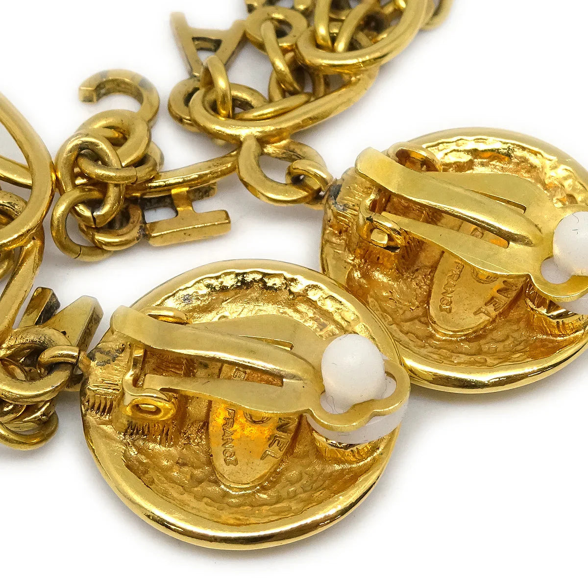 Chanel Dangle Hoop Earrings Gold