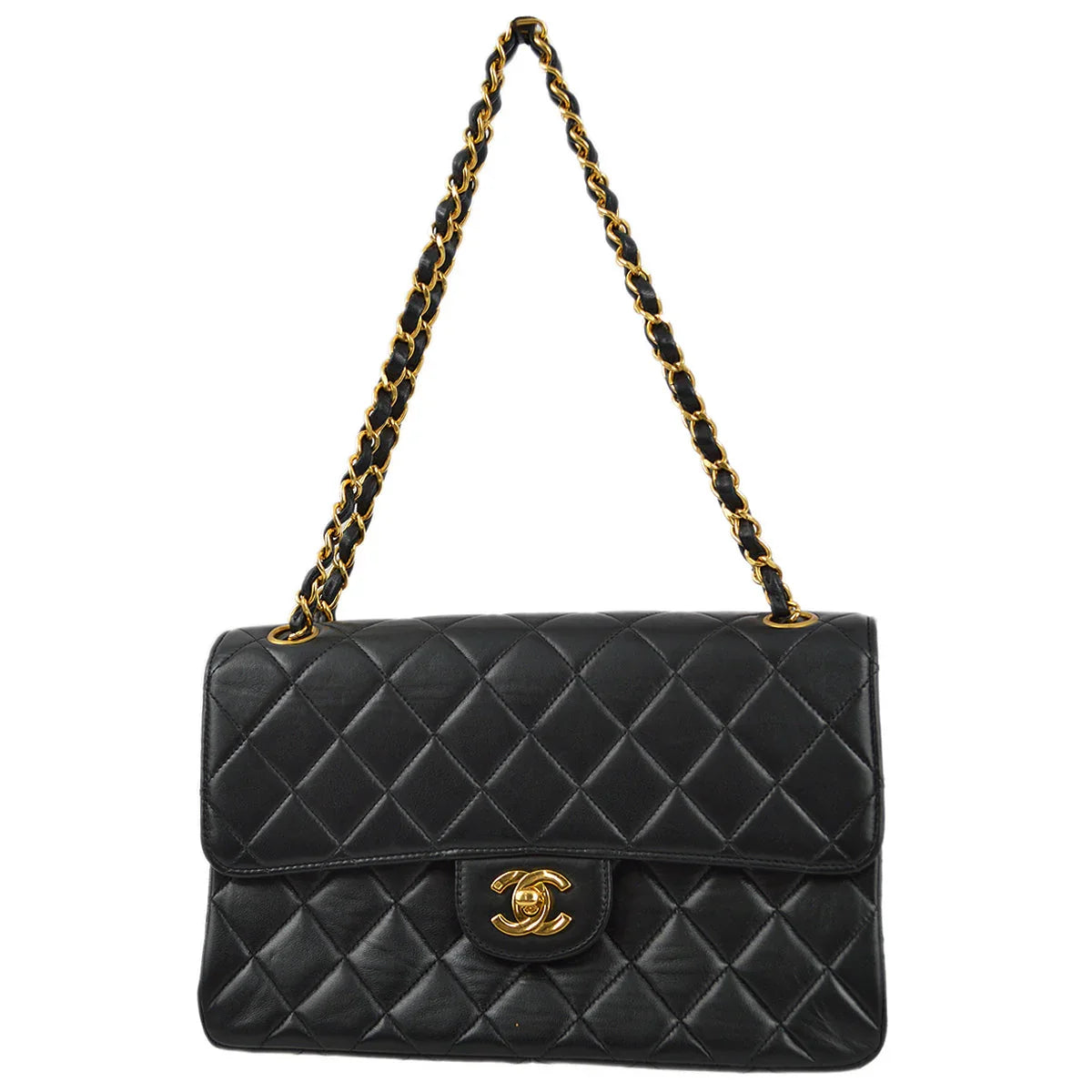 Chanel 1994-1996 Black Lambskin Medium Double Sided Classic Flap Bag