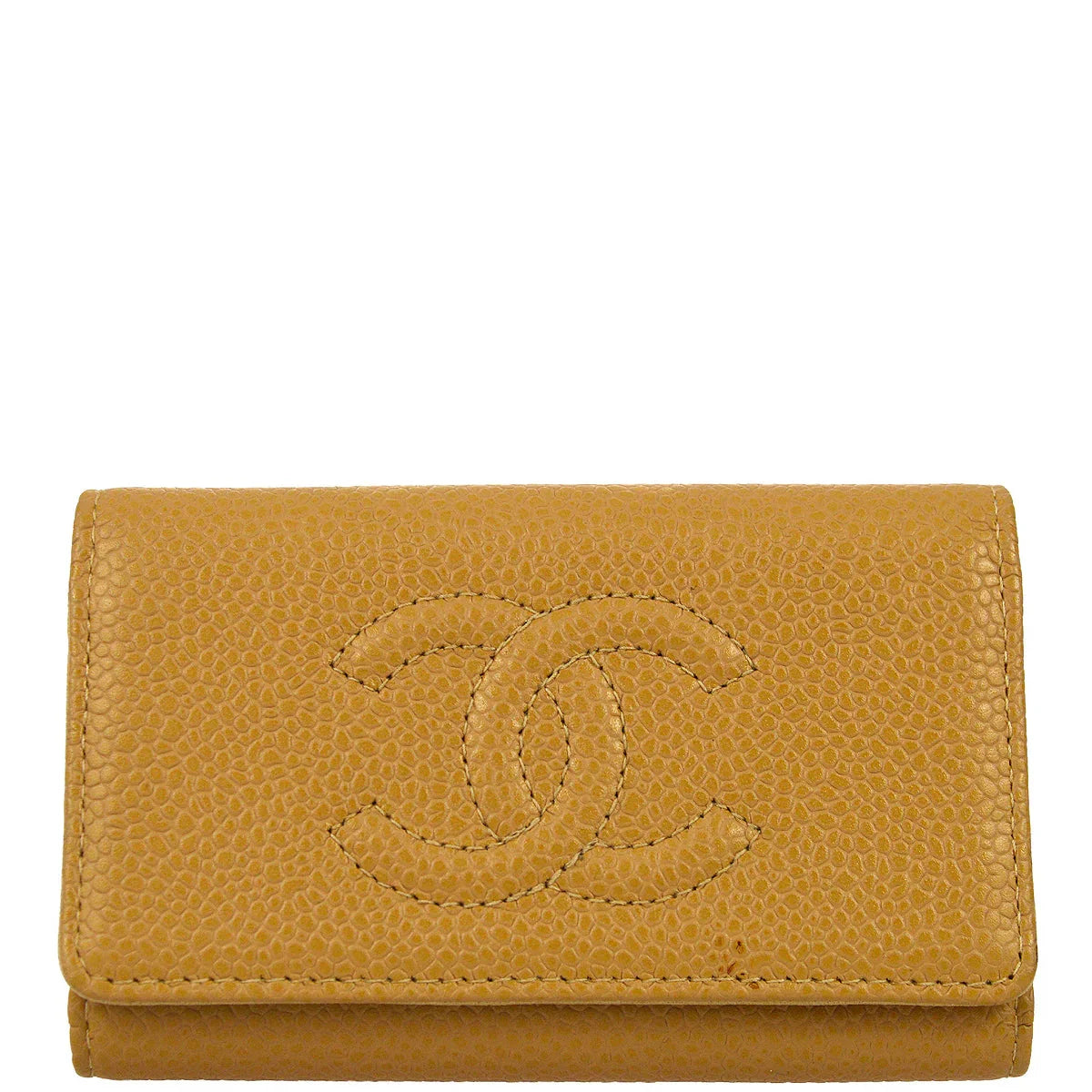 Chanel 2003-2004 Beige Caviar Key Case Small Good