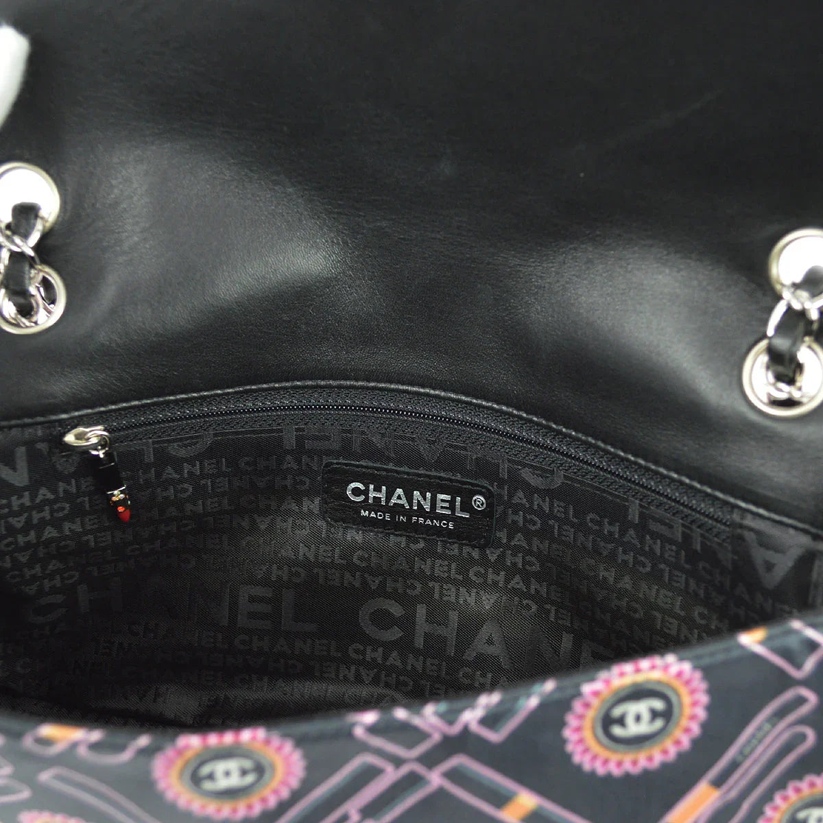 Chanel 2004-2005 Black Satin Lipstick Classic Single Flap Shoulder Bag