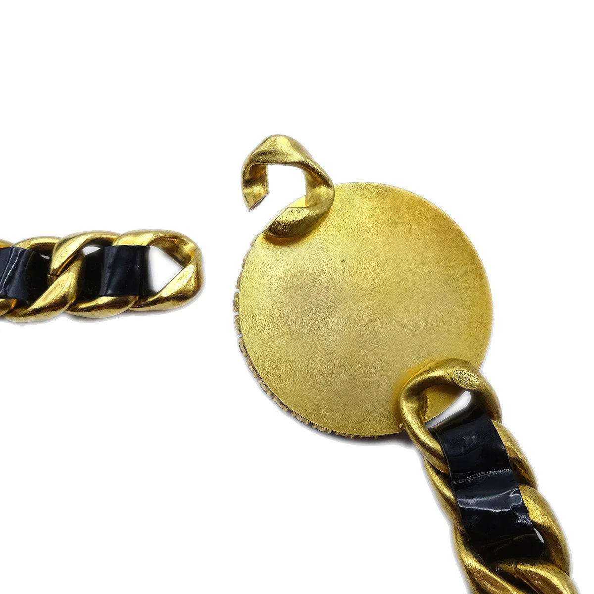 Chanel * Gold Chain Belt Rhinestones 95P Small Good