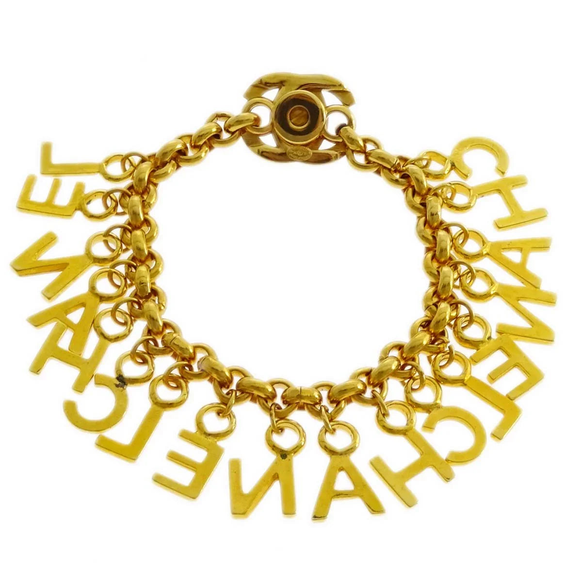 Chanel Turnlock Gold Chain Bracelet 96P