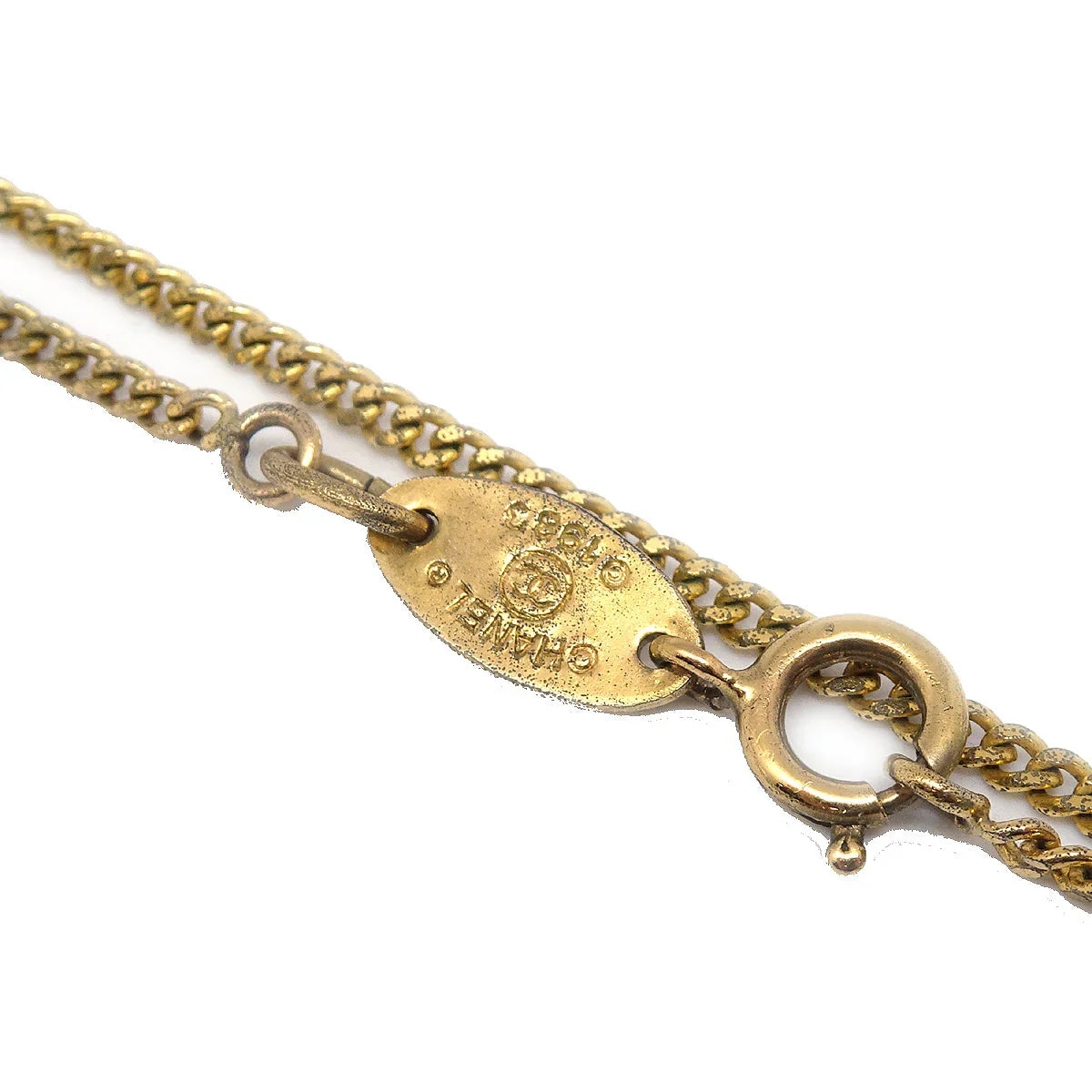 Chanel Clover Pendant Necklace Gold 1993