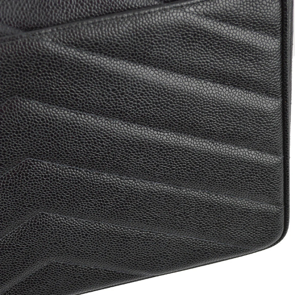 Chanel 1994-1996 Black Caviar Jumbo Chevron Letter Flap Bag