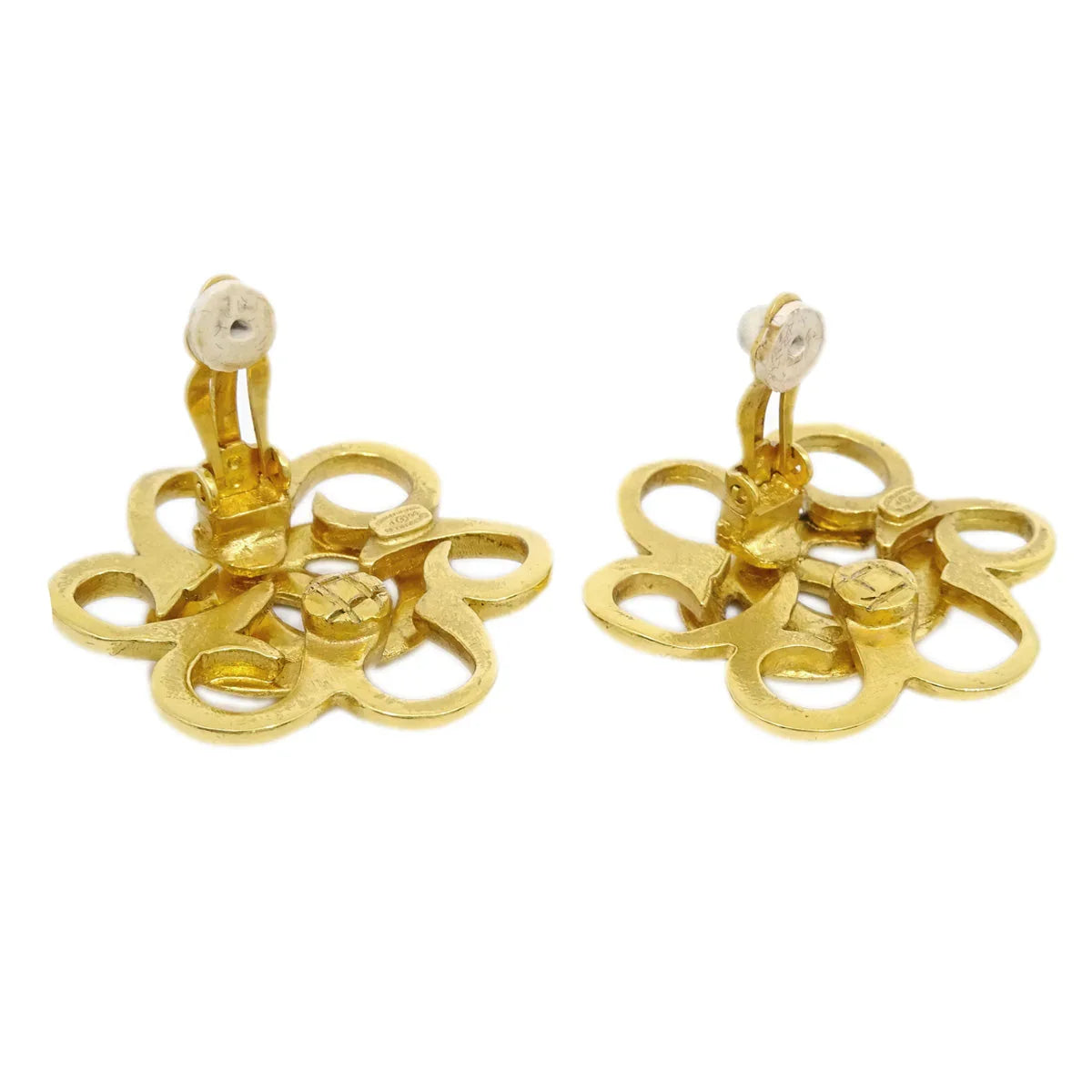 Chanel Flower Earrings Clip-On Gold 96P