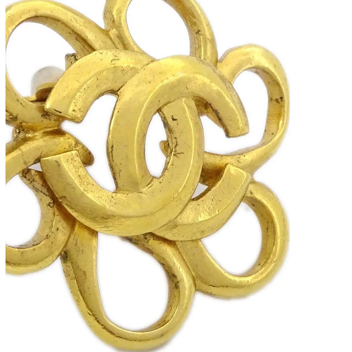 Chanel Flower Earrings Clip-On Gold 96P