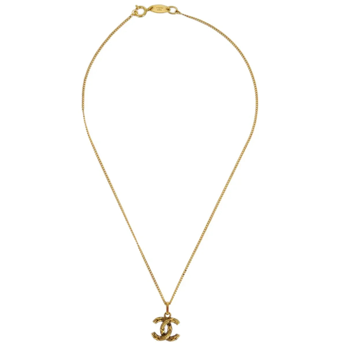 Chanel Mini CC Chain Pendant Necklace Gold 1982