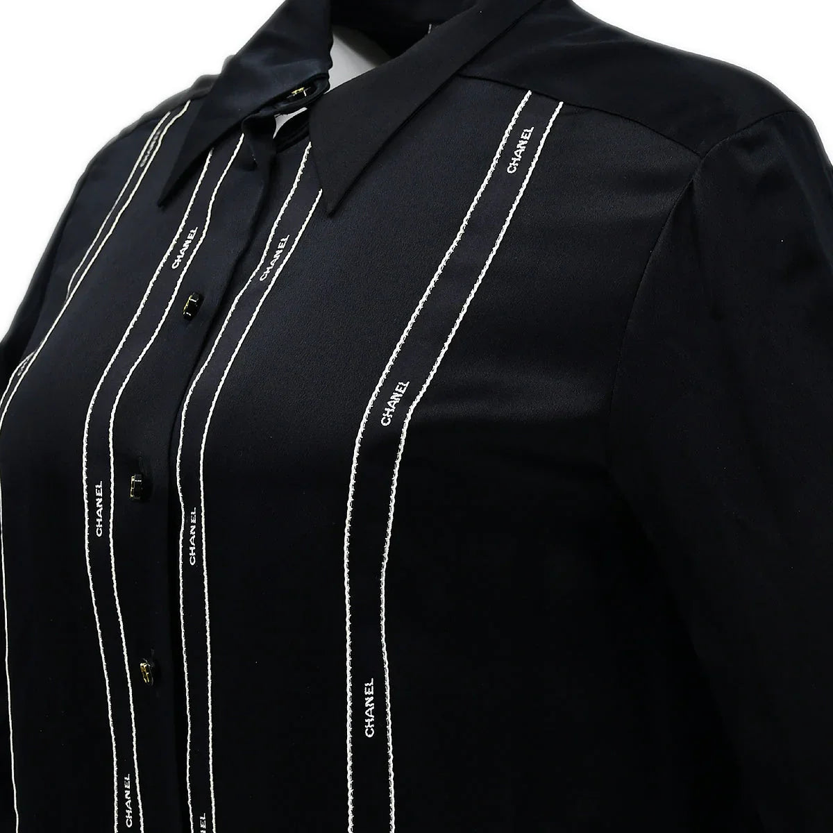 Chanel Blouse Shirt Black 94A #38