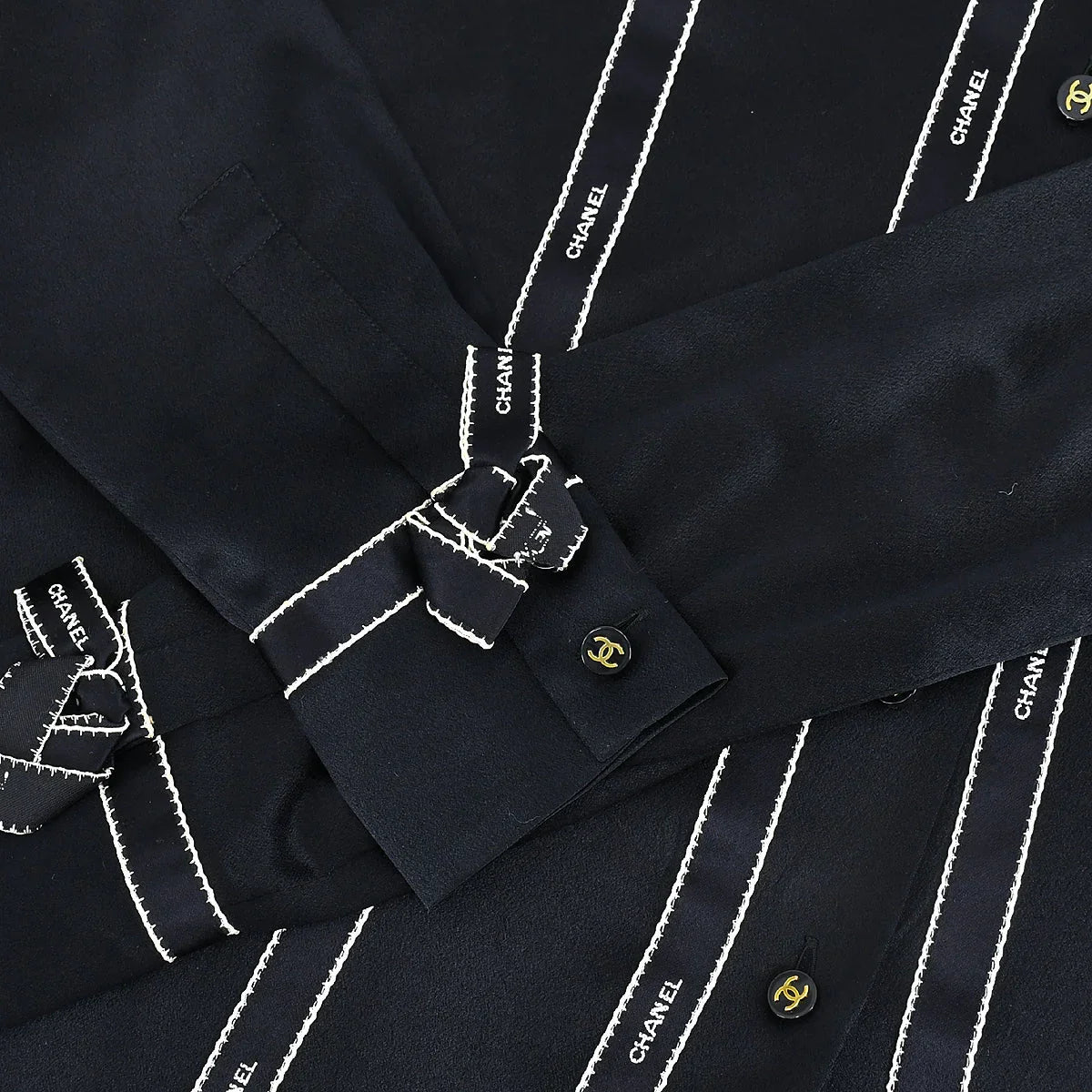 Chanel Blouse Shirt Black 94A #38