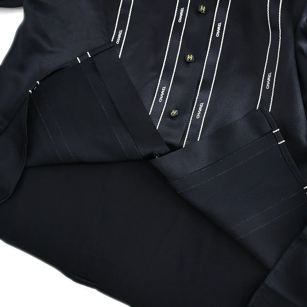 Chanel Blouse Shirt Black 94A #38