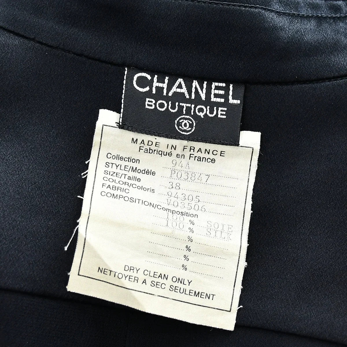 Chanel Blouse Shirt Black 94A #38