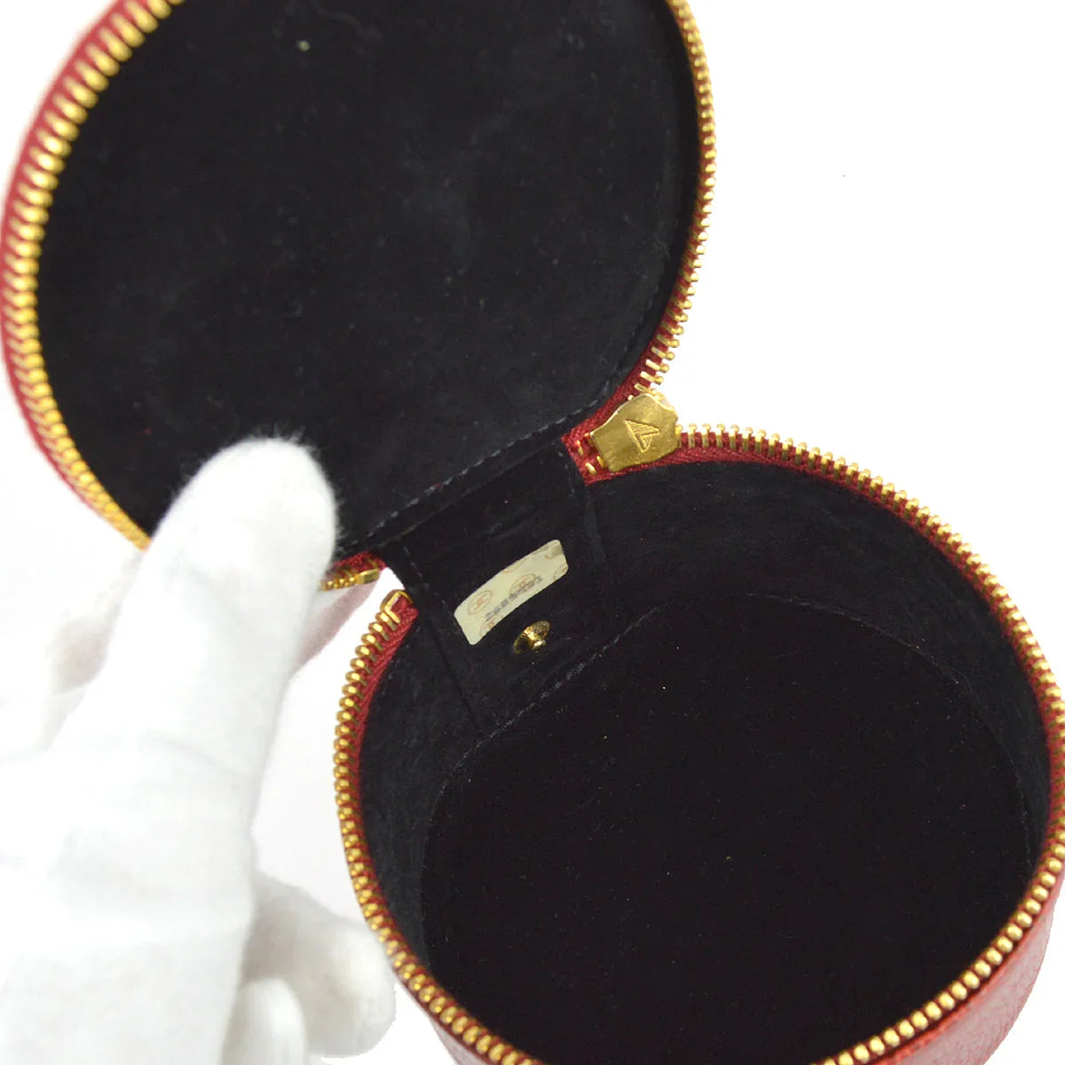 Chanel 1991-1994 Red Caviar Jewelry Case Pouch Bag