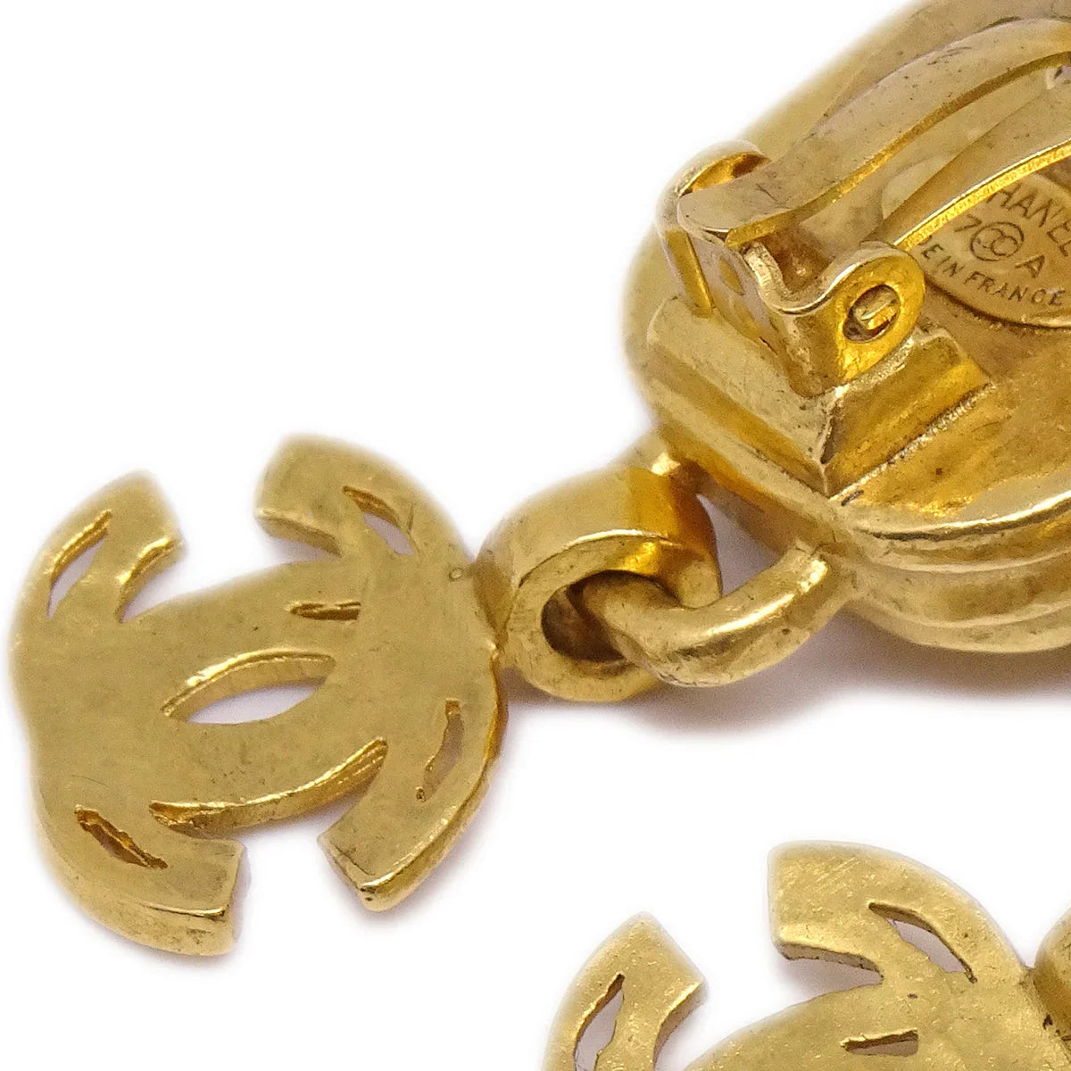 Chanel Dangle Earrings Clip-On Gold 97A