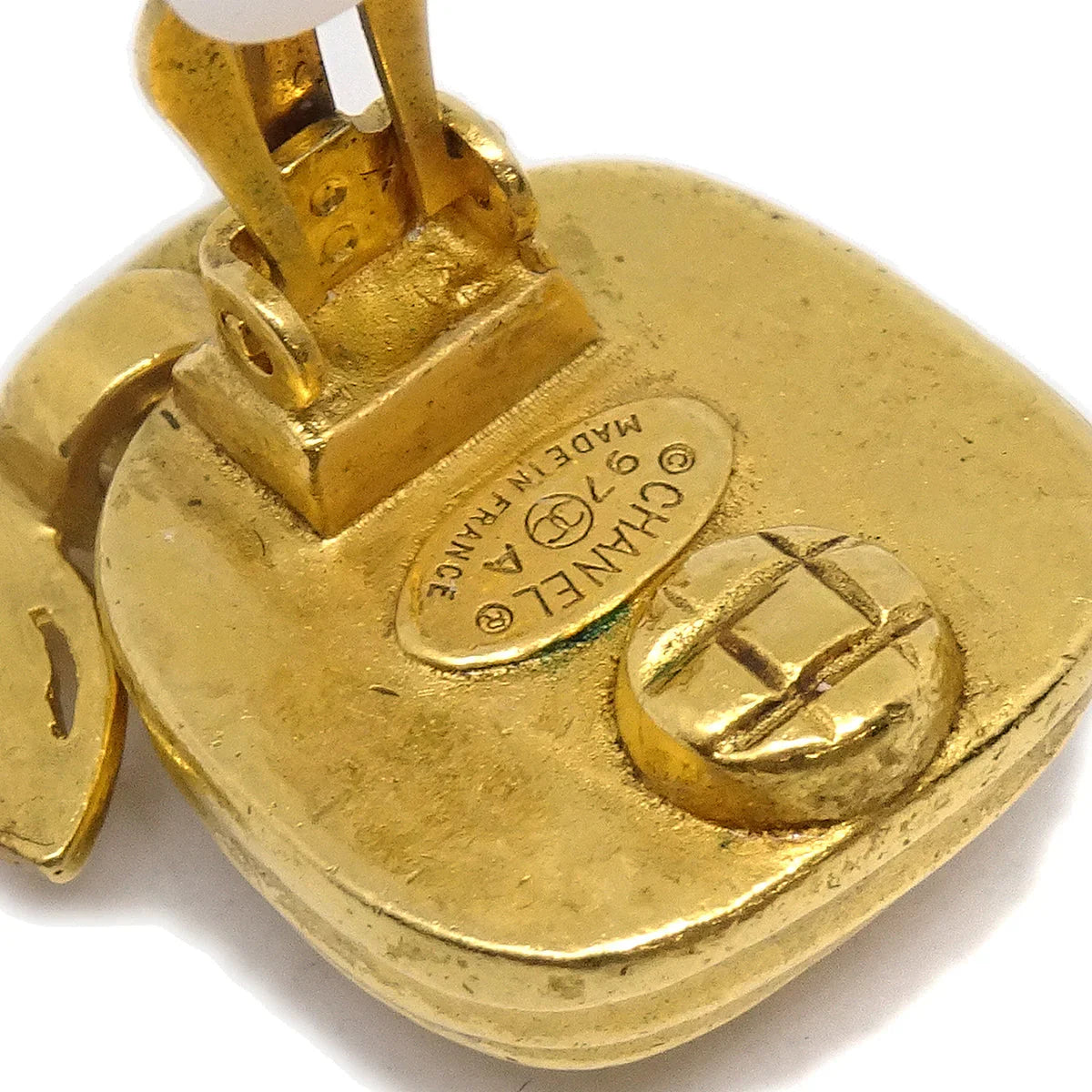 Chanel Dangle Earrings Clip-On Gold 97A