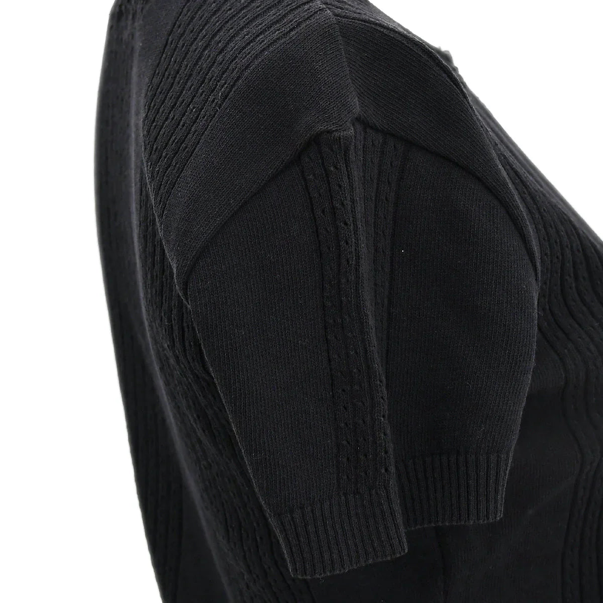 Chanel Short Sleeve Sweater Knit Tops Black 02P #38