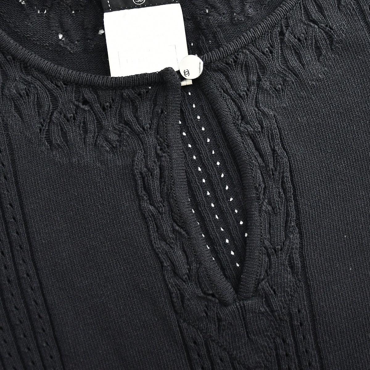 Chanel Short Sleeve Sweater Knit Tops Black 02P #38