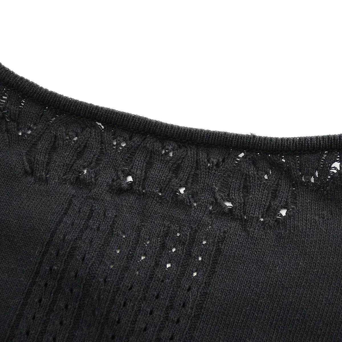 Chanel Short Sleeve Sweater Knit Tops Black 02P #38
