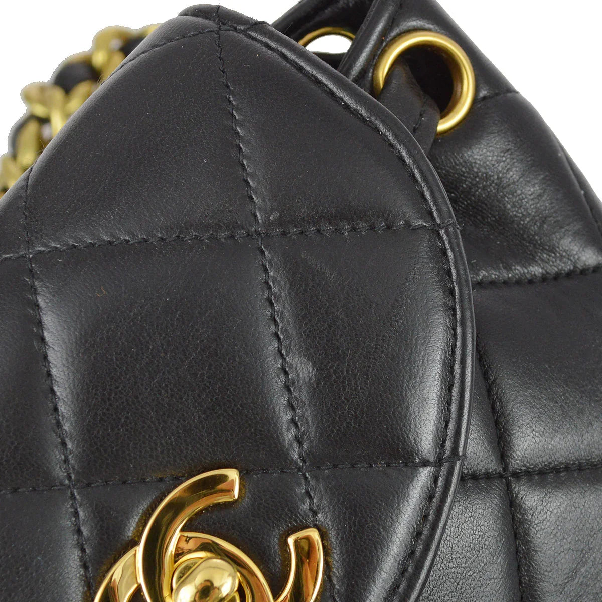 Chanel 1991-1994 Black Lambskin Small Duma Backpack