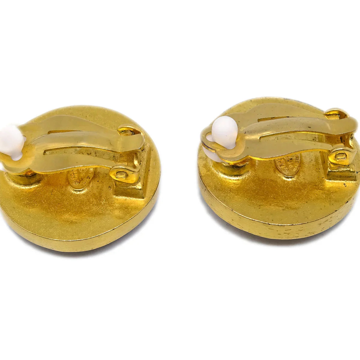Chanel Button Earrings Clip-On Brown 95A