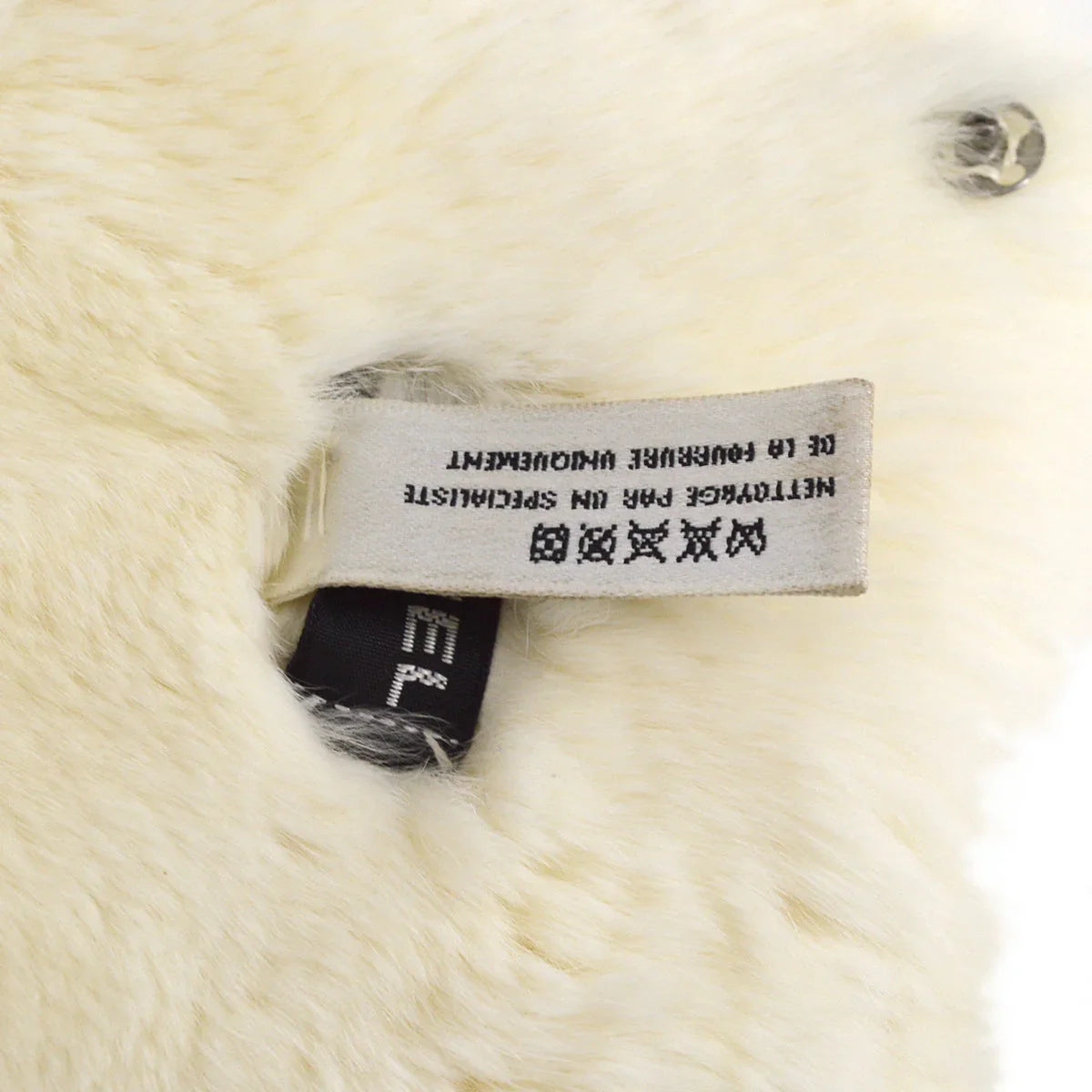 Chanel Fur Shawl Scarf Stole White Small Good