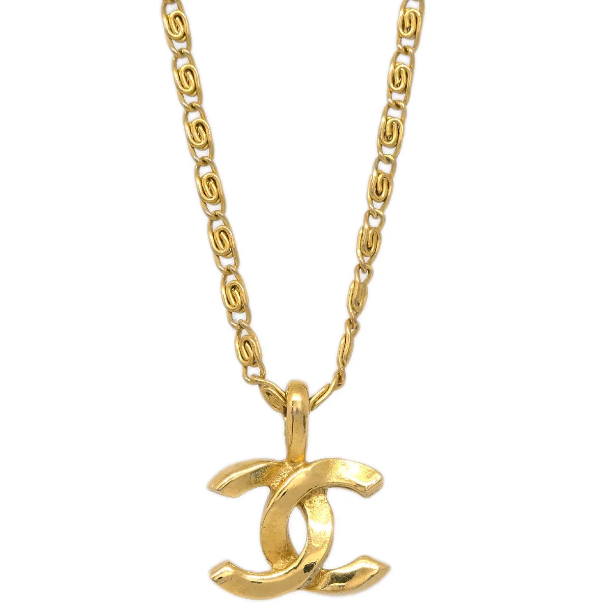 Chanel Mini CC Chain Pendant Necklace Gold 1982