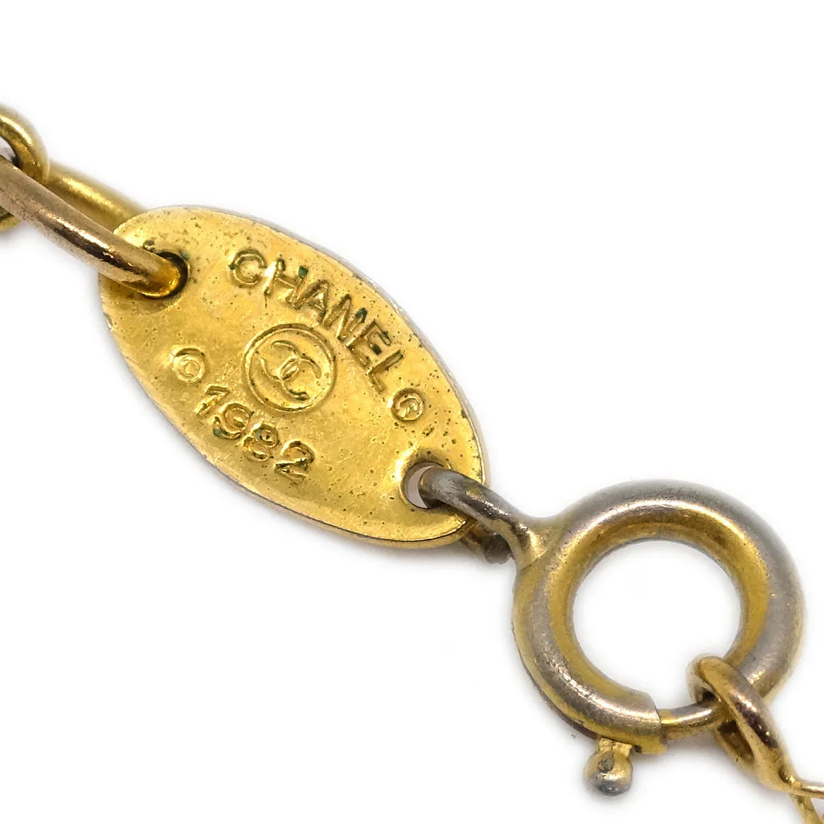 Chanel Mini CC Chain Pendant Necklace Gold 1982