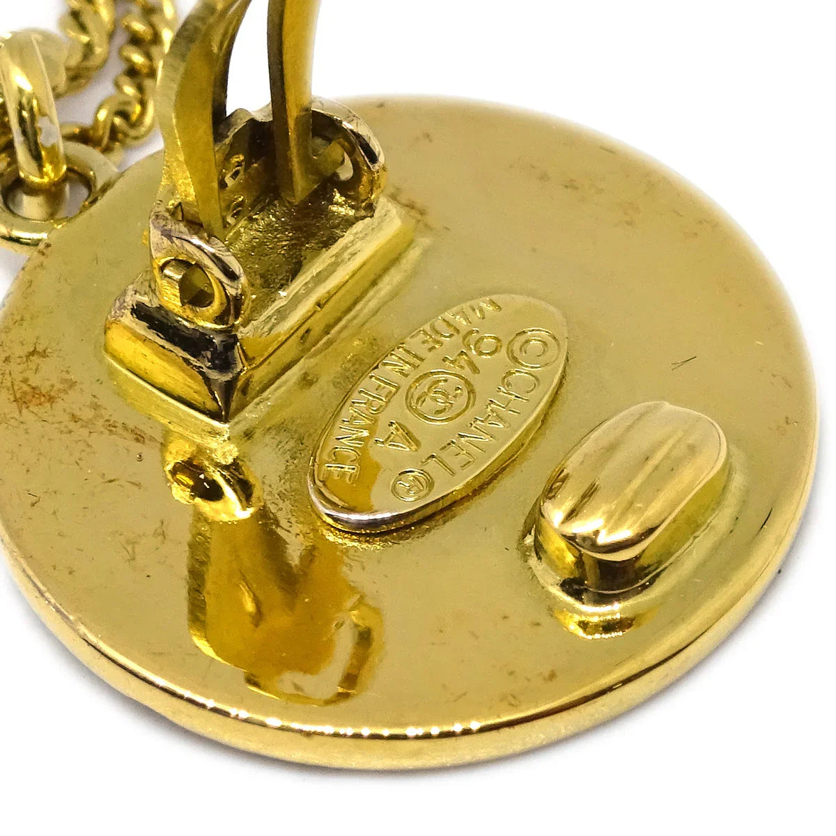 Chanel 1994 Bag Dangle Earrings Clip-On Gold