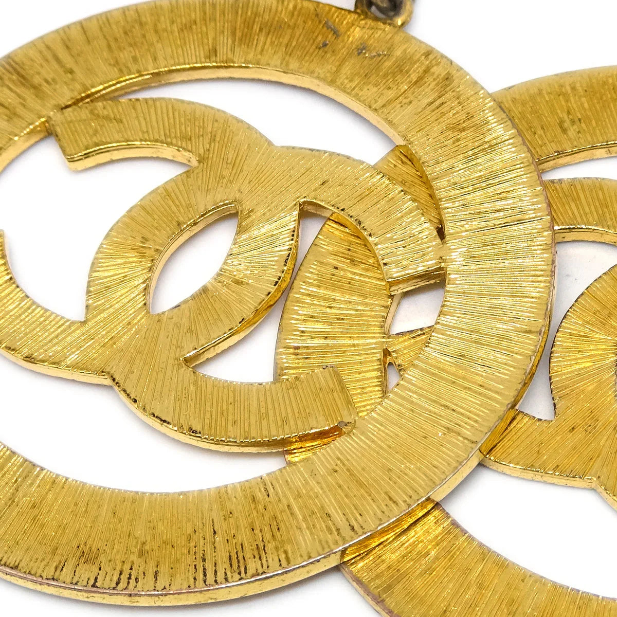 Chanel Hoop Dangle Earrings Clip-On Gold 93P