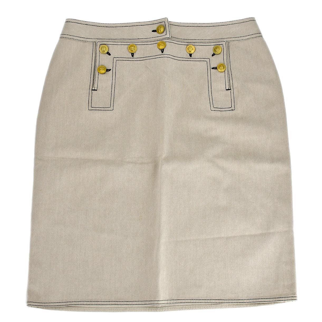 Chanel Skirt Beige Denim #44