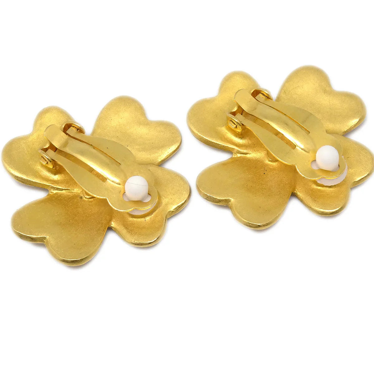 Chanel Clover Earrings Clip-On Gold 95P