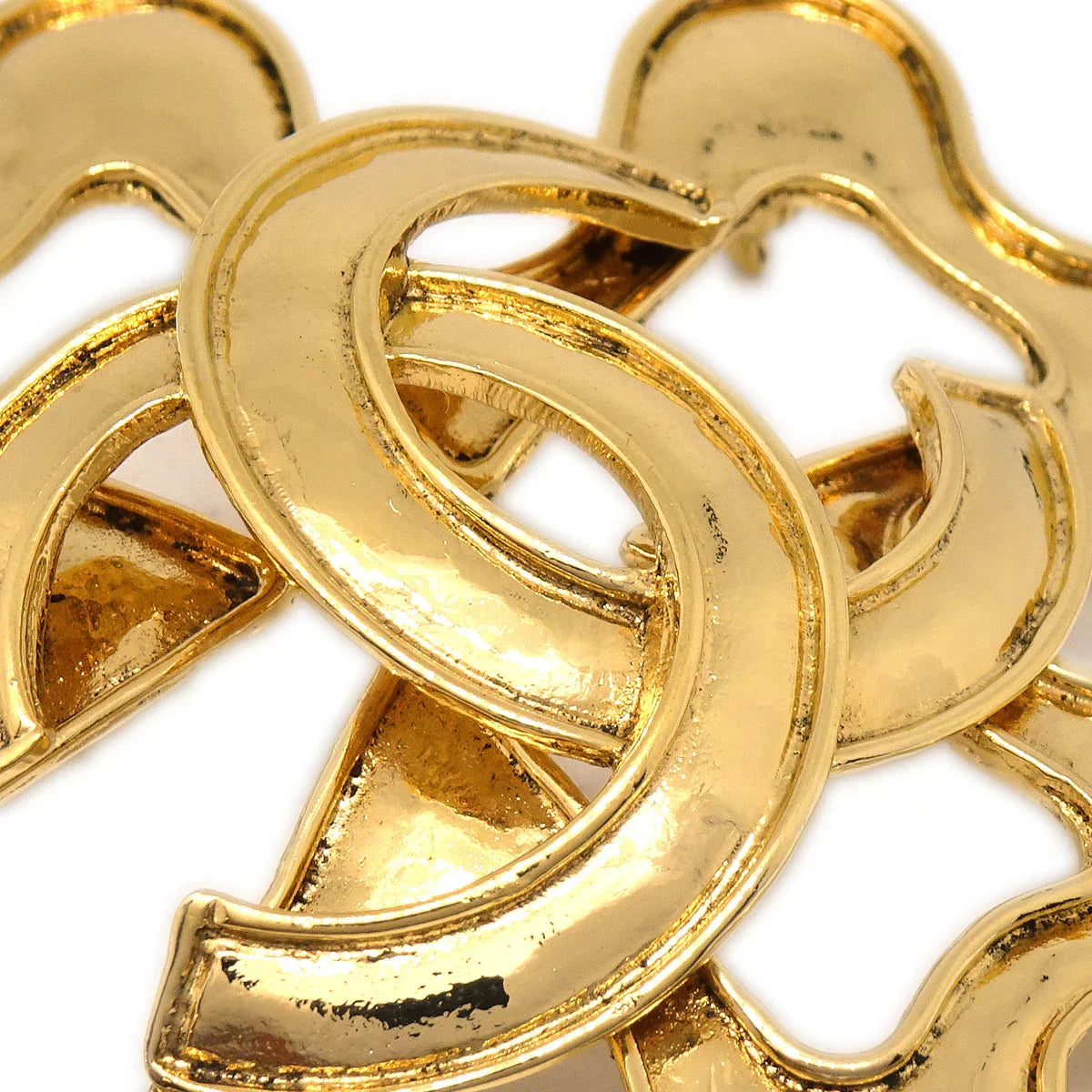 Chanel Clover Brooch Pin Gold 94P