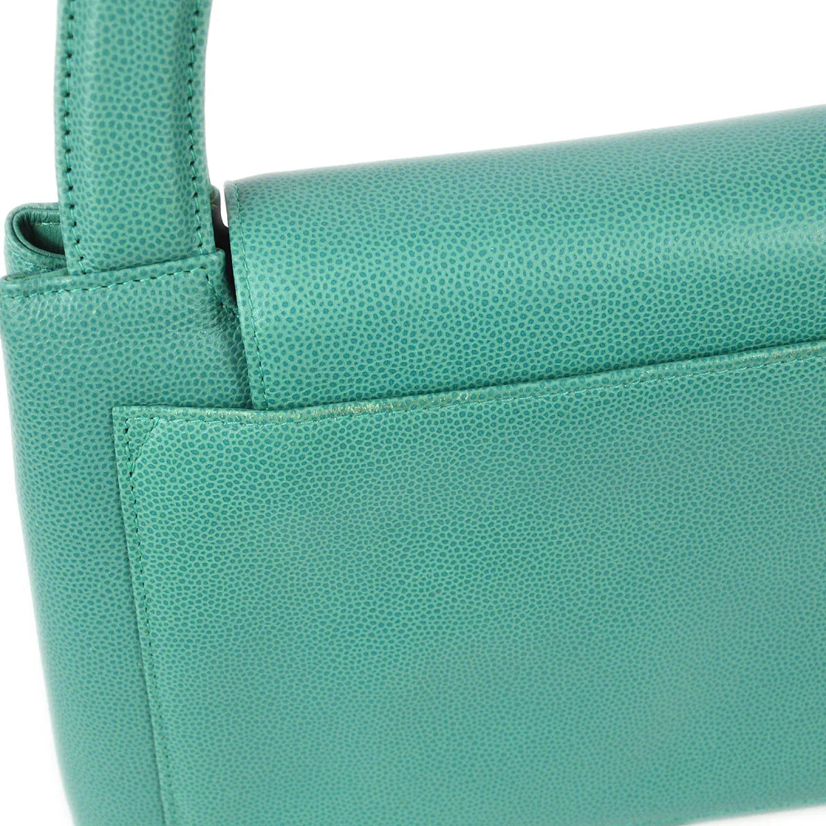 Chanel 1997-1999 Green Caviar Small Shopping Handbag