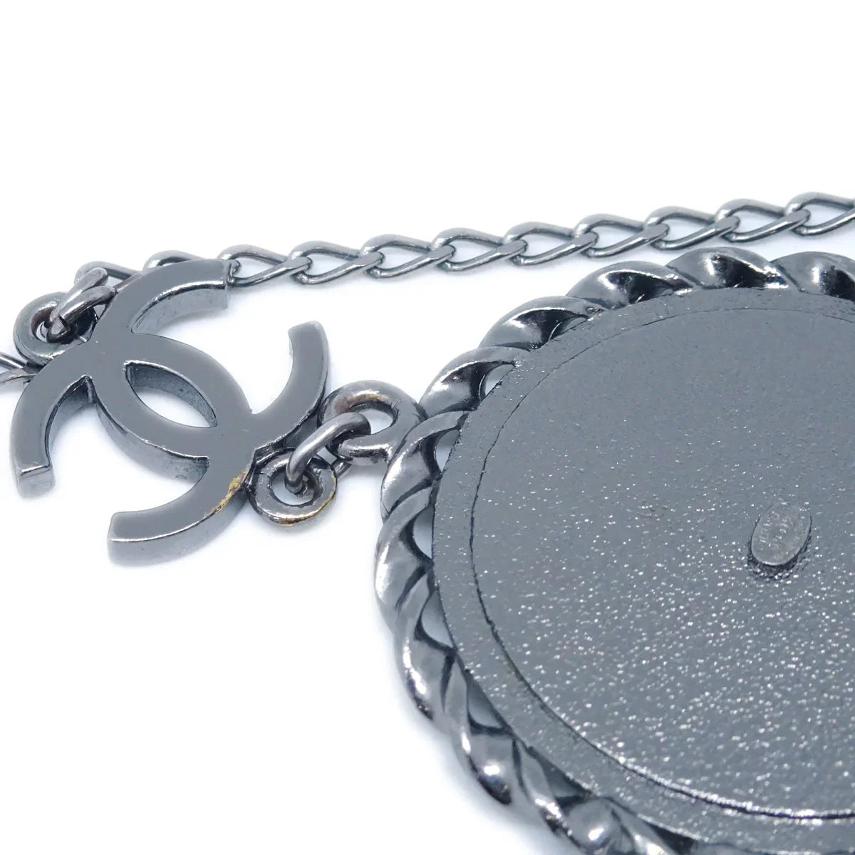 Chanel Mademoiselle Chain Pendant Necklace Silver 03P
