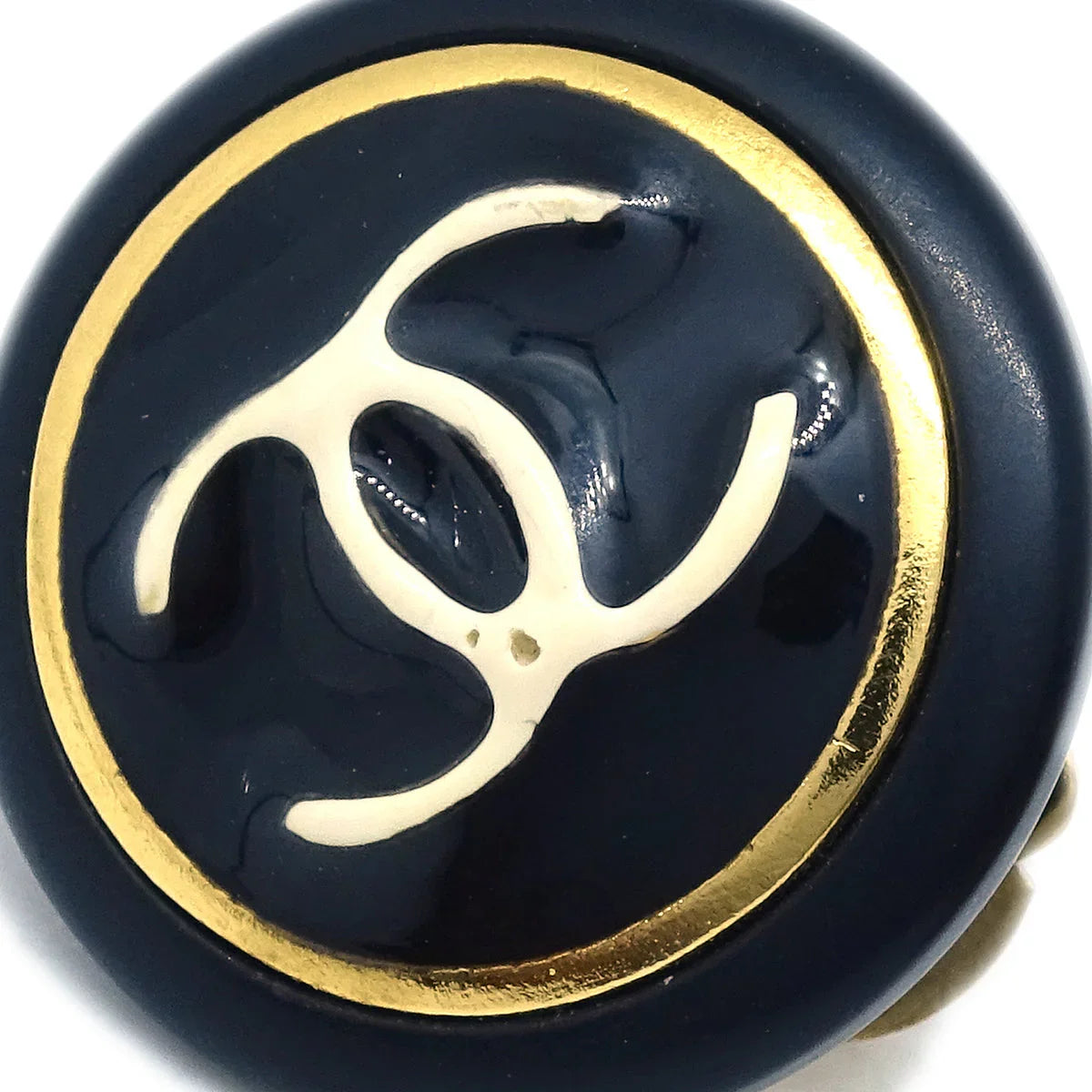 Chanel Button Earrings Clip-On Black 97A