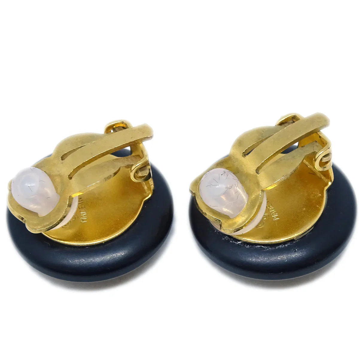 Chanel Button Earrings Clip-On Black 97A