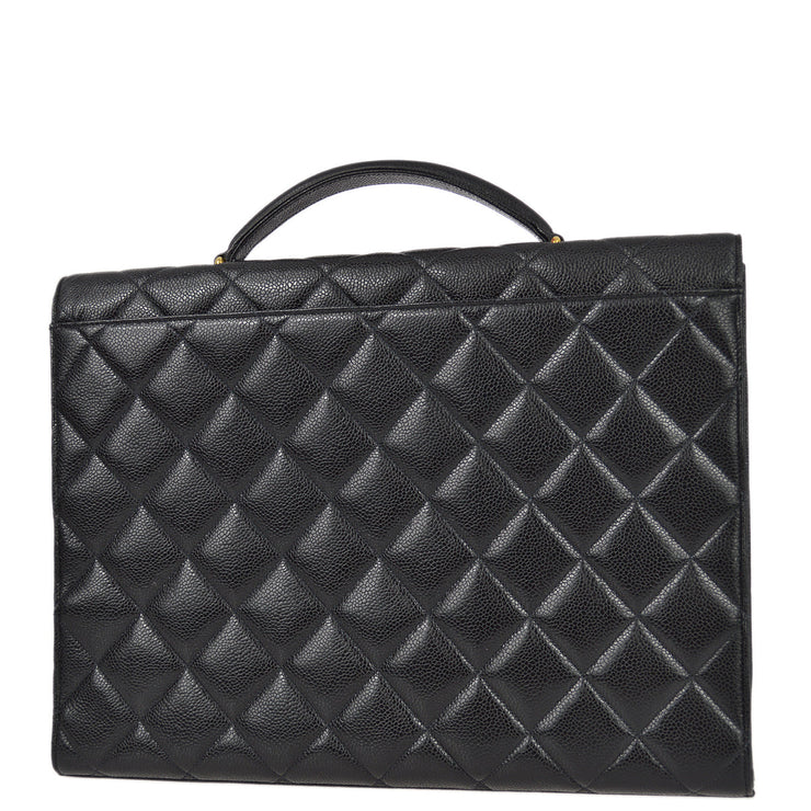 Chanel Black Caviar Skin Briefcase Business Handbag
