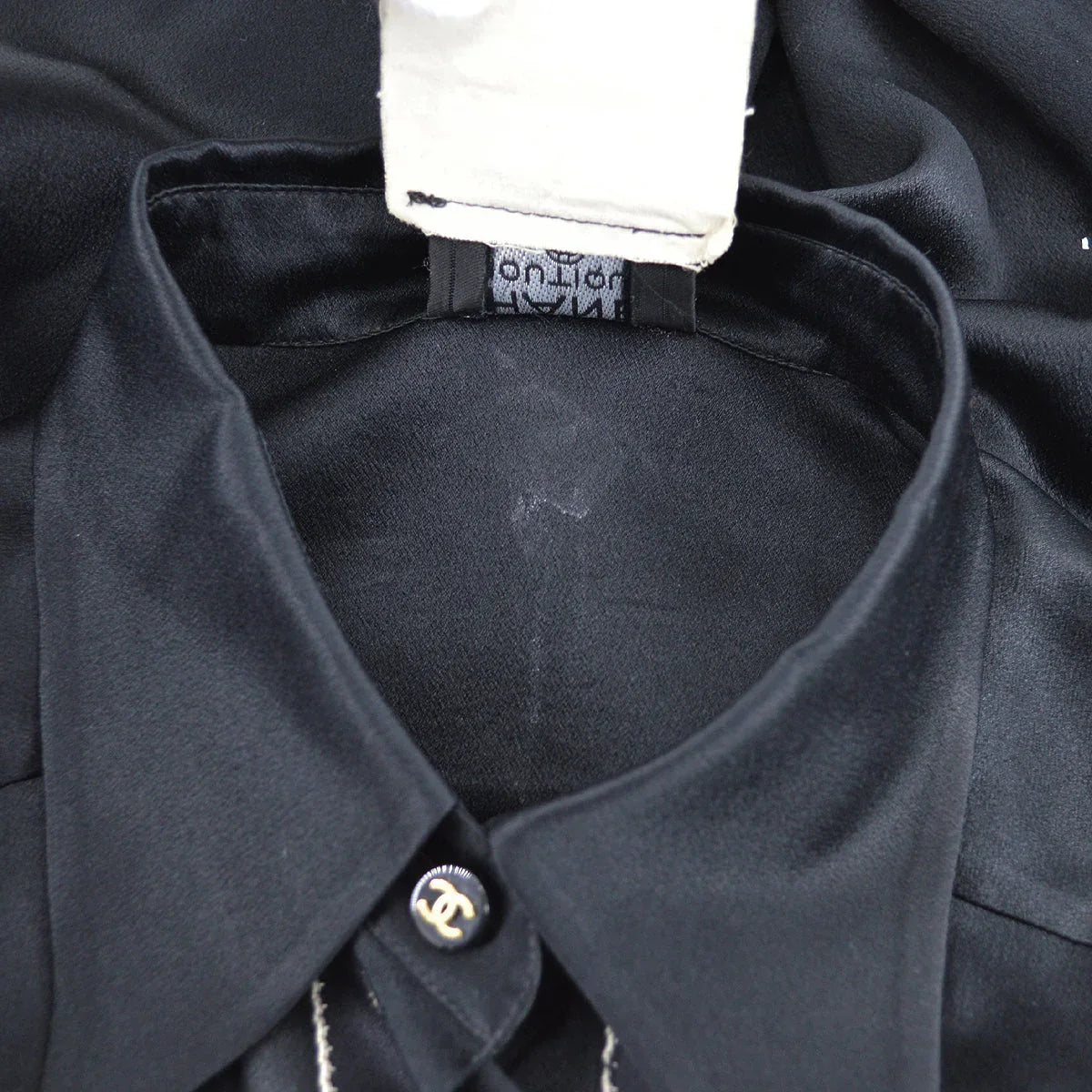 Chanel Ribbon Blouse Shirt Black 94A #36