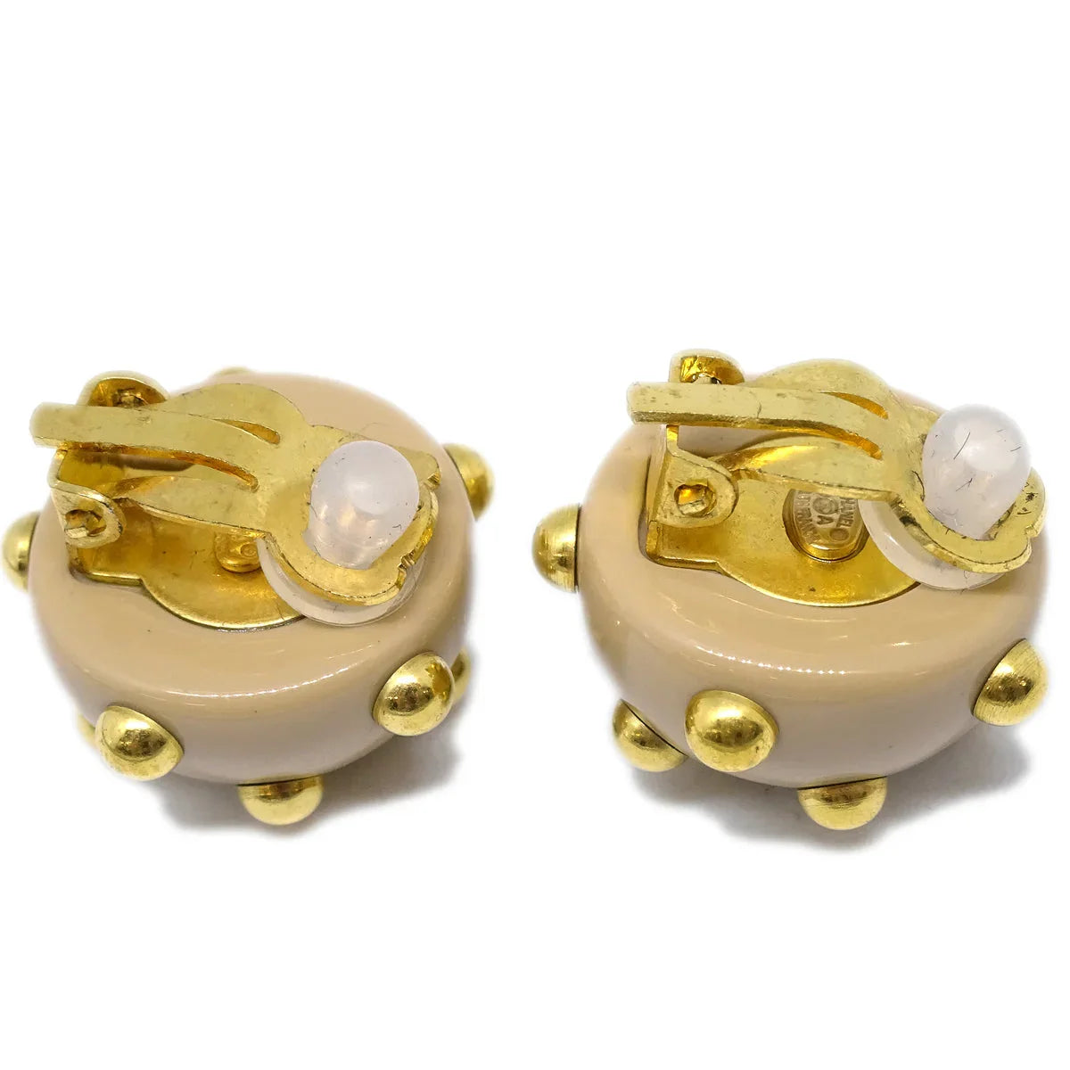 Chanel Studs Button Earrings Beige Clip-On 00A