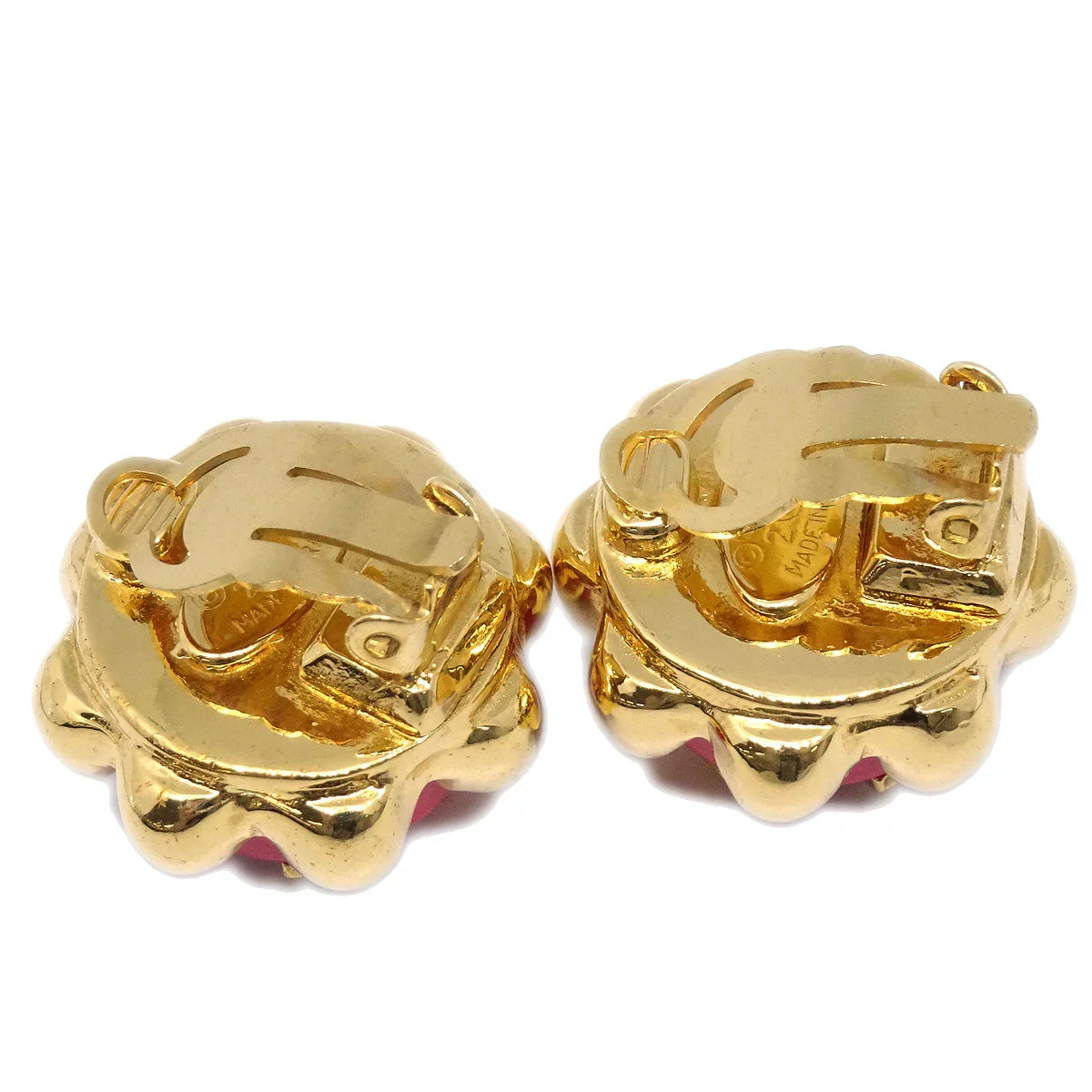 Chanel Button Earrings Clip-On Red 29