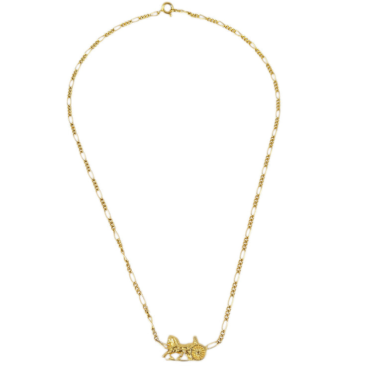 Celine Horse Carriage Gold Chain Pendant Necklace