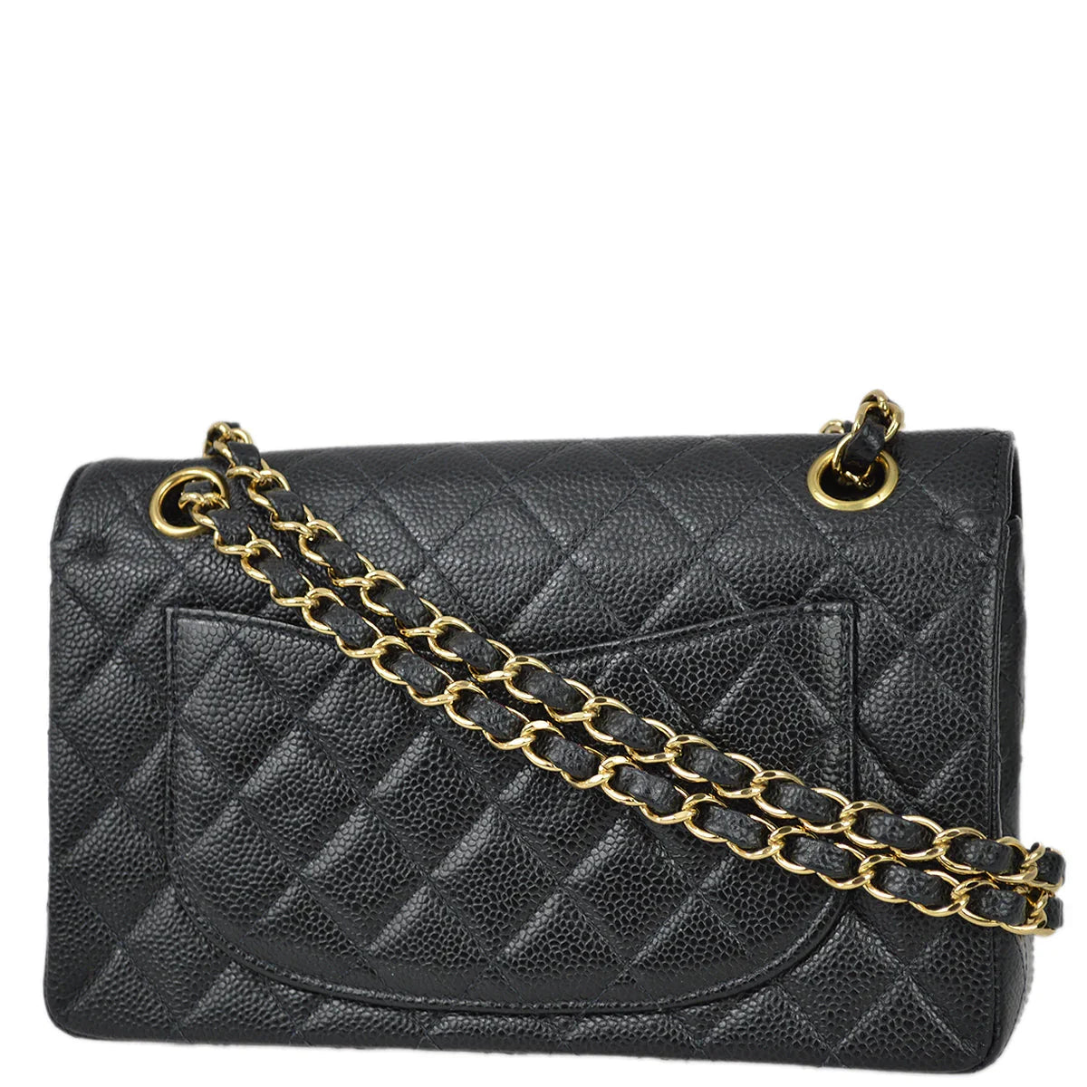 Chanel 2001-2003 Black Caviar Small Classic Double Flap Shoulder Bag