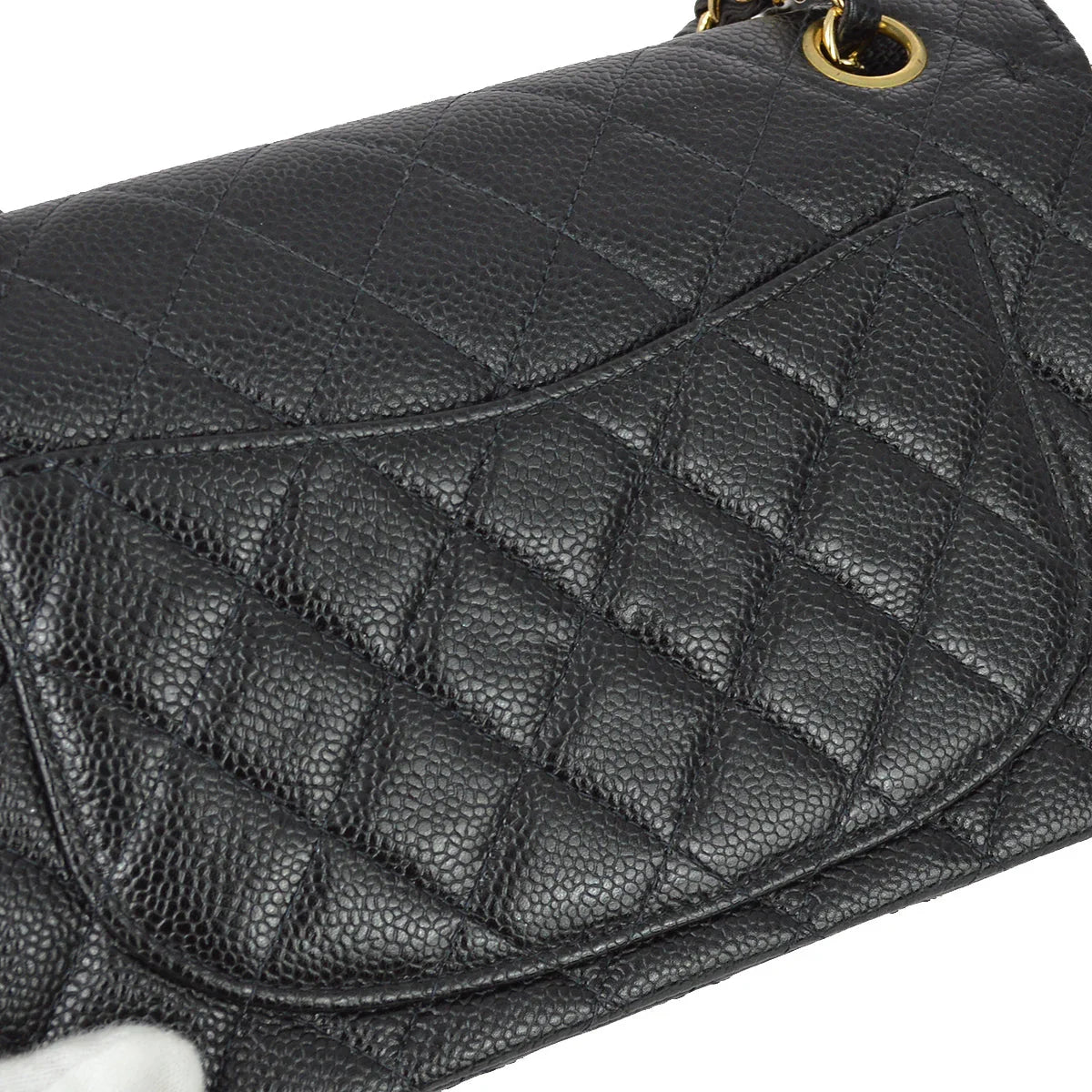Chanel 2001-2003 Black Caviar Small Classic Double Flap Shoulder Bag
