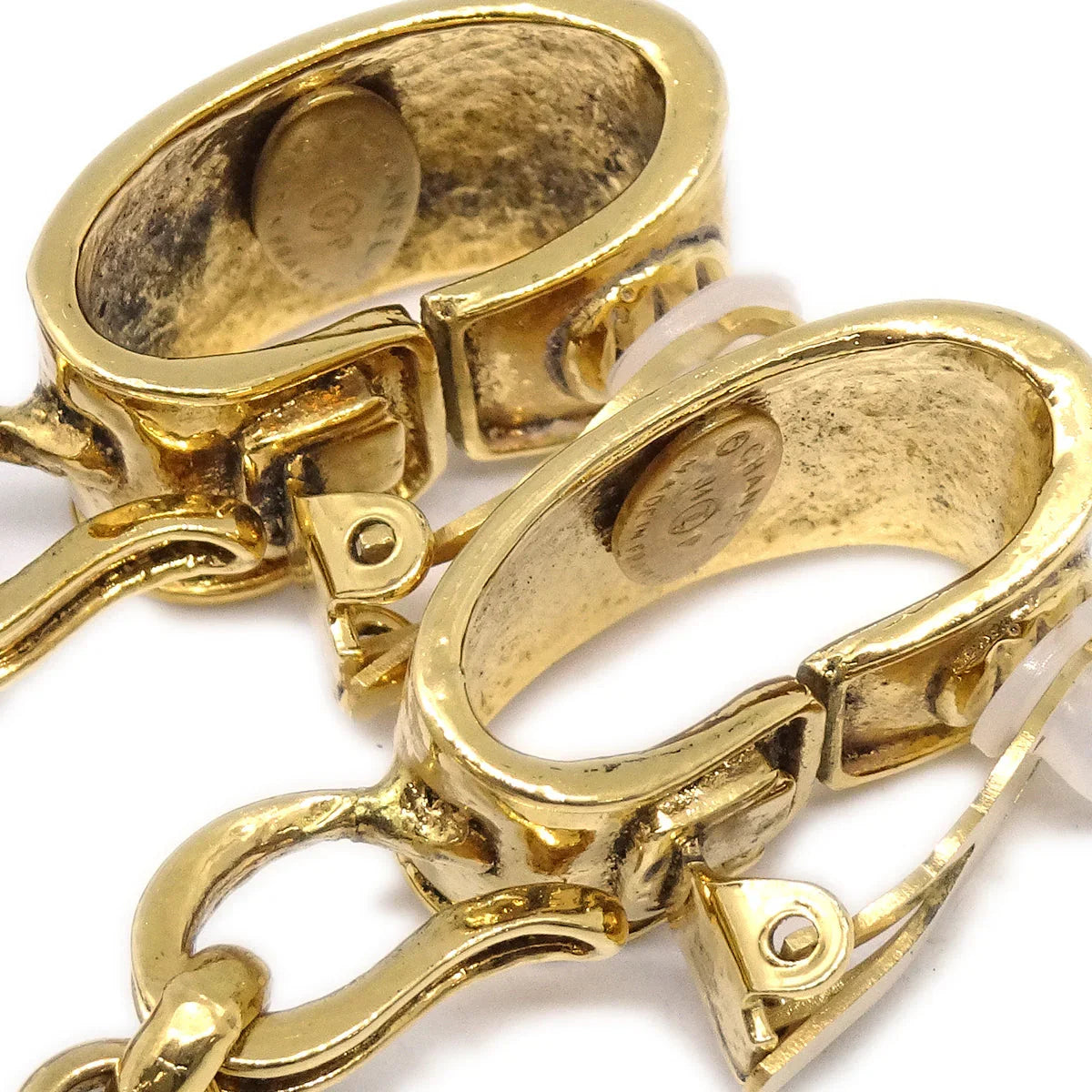 Chanel Dangle Earrings Clip-On Brown 94P