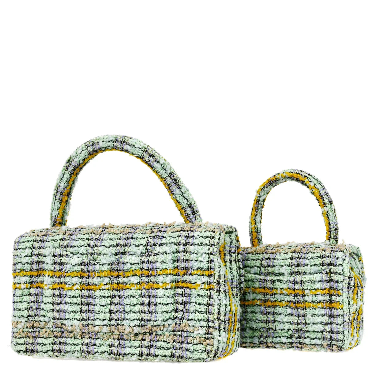 Chanel * 1991-1994 Light Blue Tweed Classic Flap Handbag Set