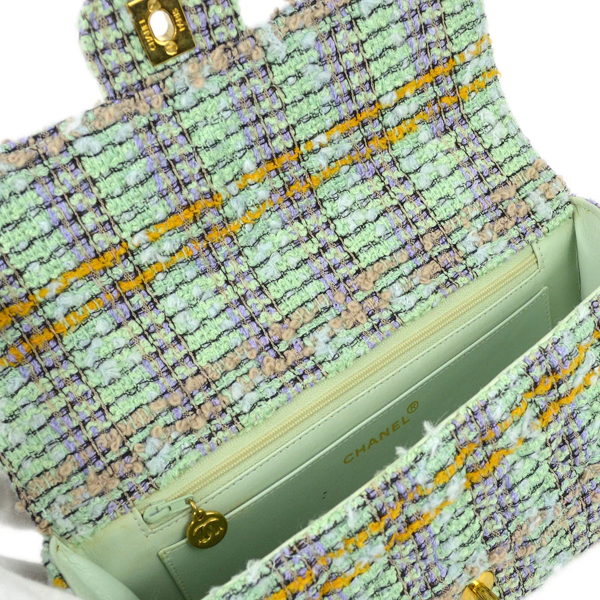 Chanel * 1991-1994 Light Blue Tweed Classic Flap Handbag Set