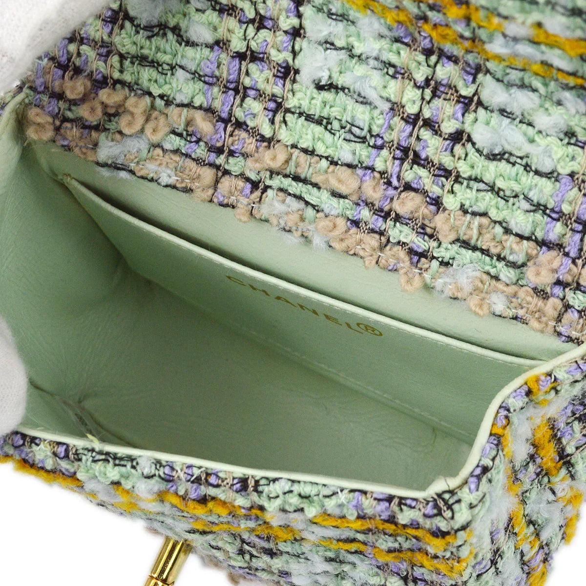 Chanel * 1991-1994 Light Blue Tweed Classic Flap Handbag Set