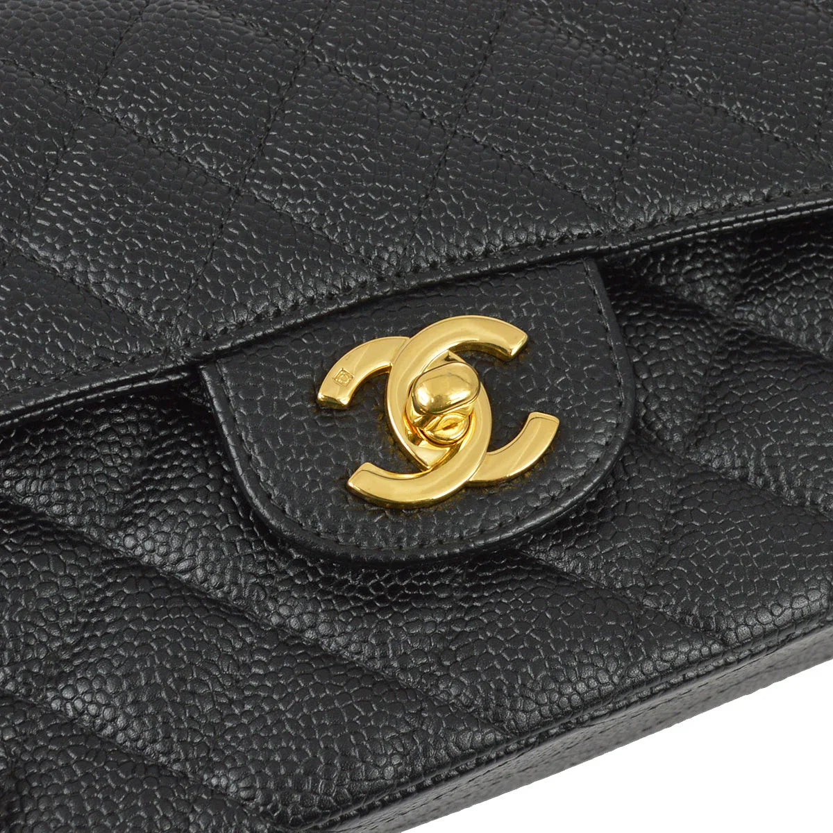 Chanel 2000-2001 Black Caviar Small Classic Double Flap Shoulder Bag