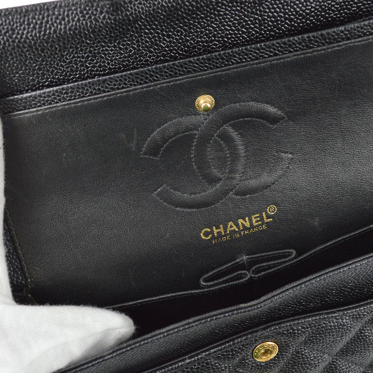 Chanel 2000-2001 Black Caviar Small Classic Double Flap Shoulder Bag