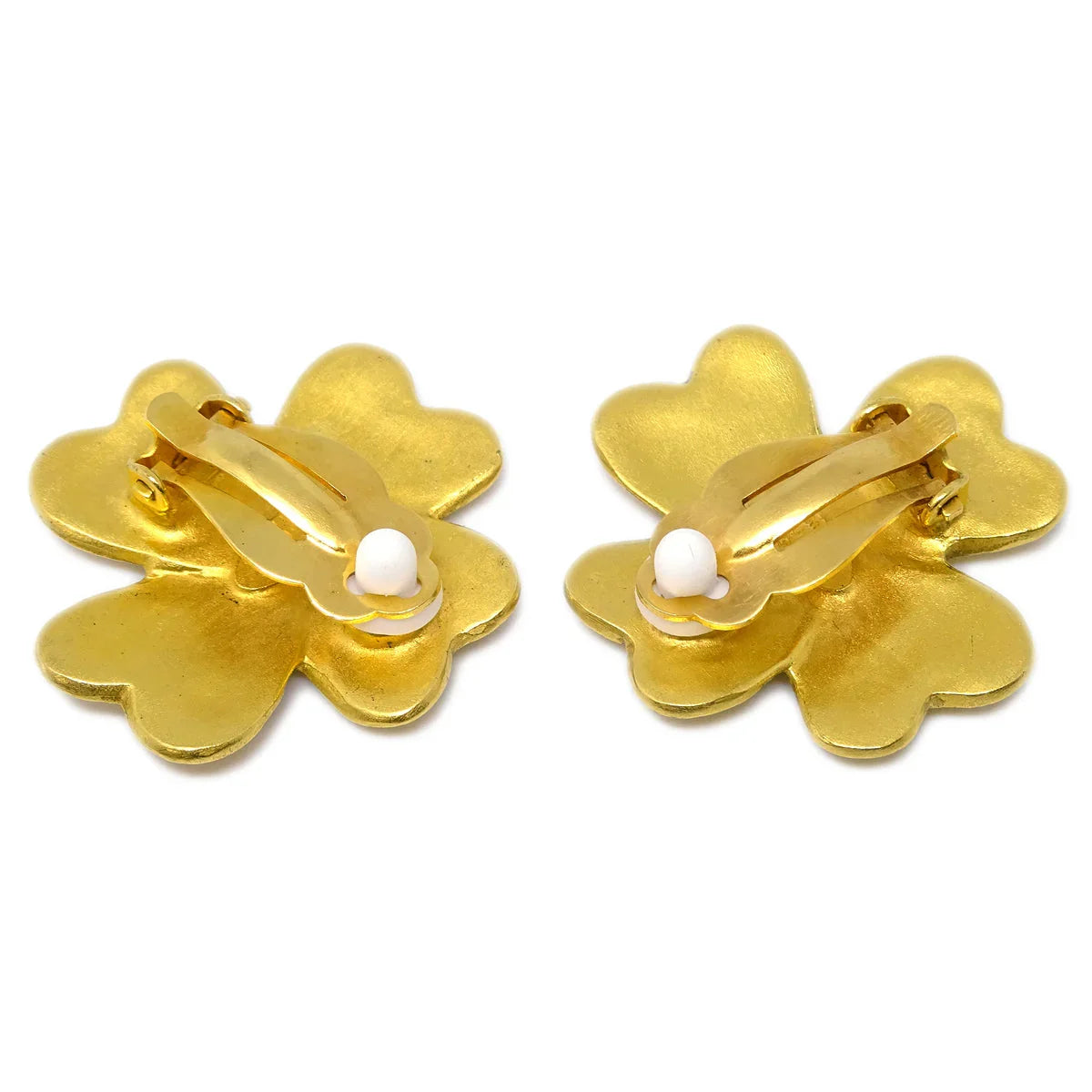 Chanel Clover Earrings Clip-On Gold 95P